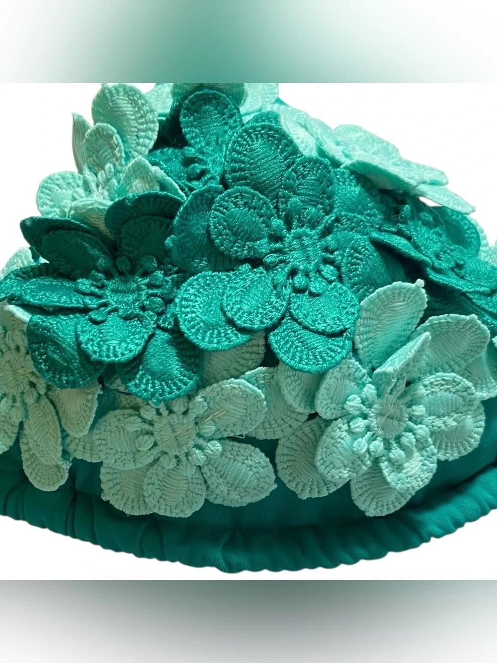 Pepita Forte dei Marmi Teal Flower Appliqué Micro Bikini Set XS Vaca Influencer